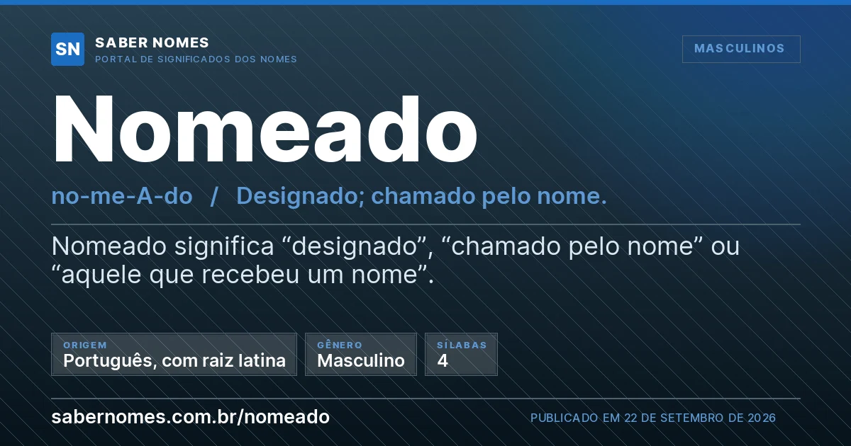 Imagem com o significado do nome Nomeado