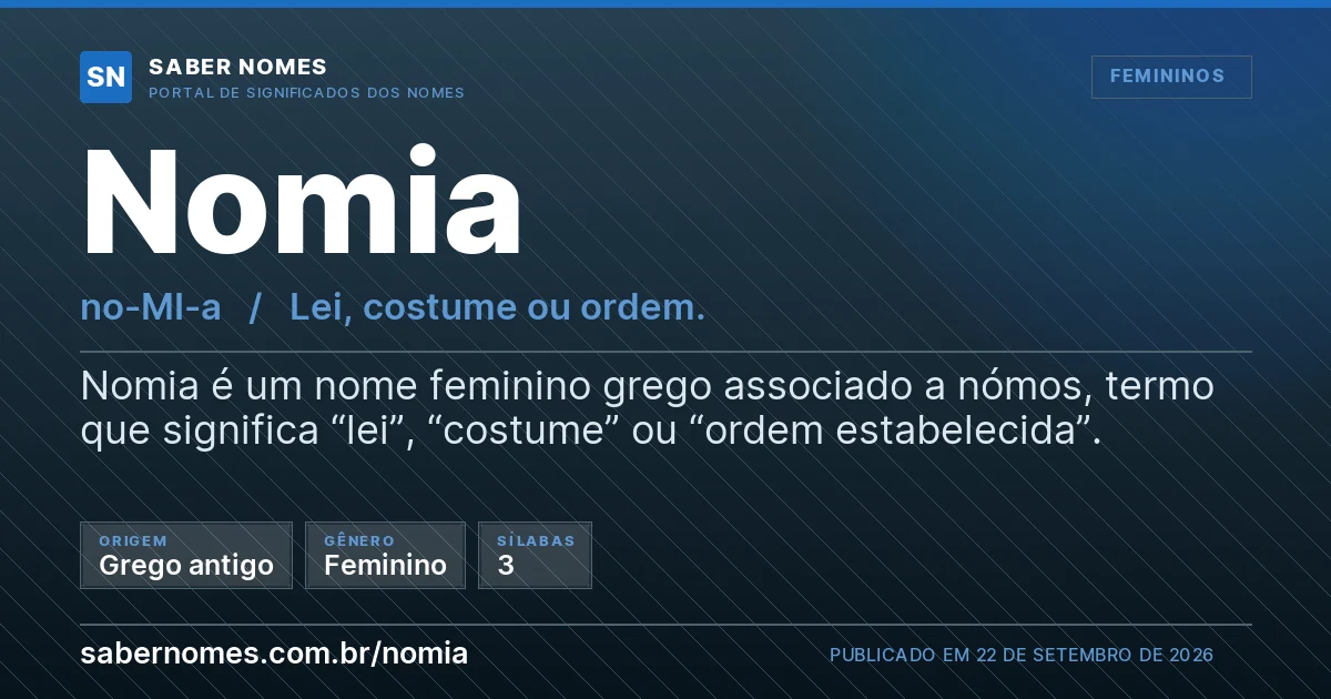 Imagem com o significado do nome Nomia