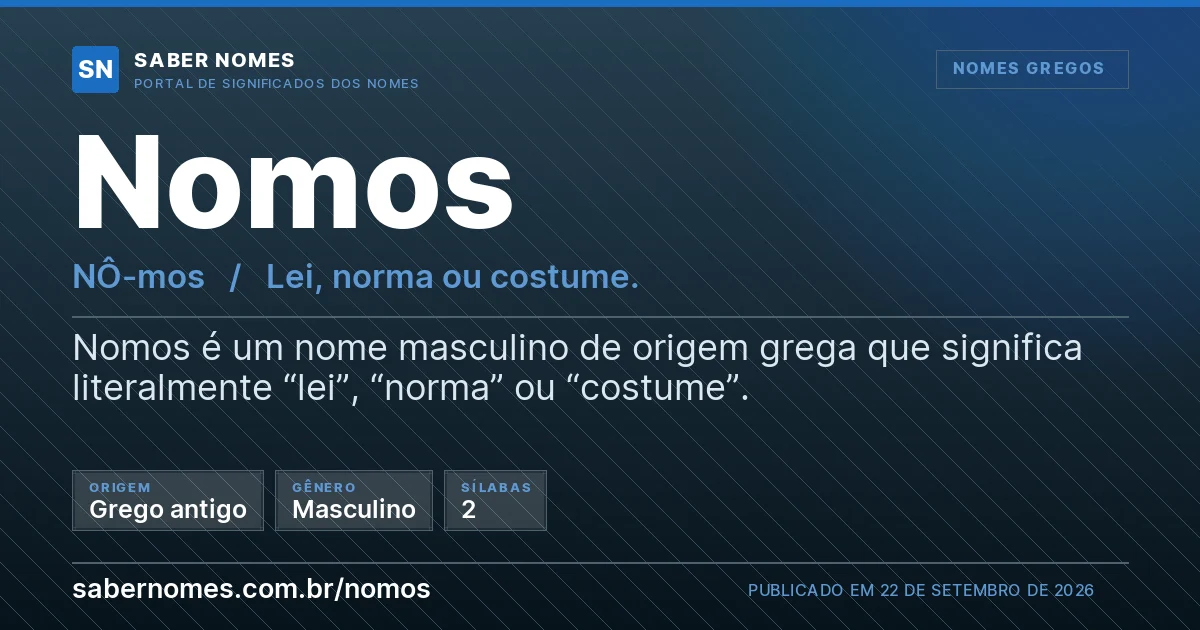 Imagem com o significado do nome Nomos