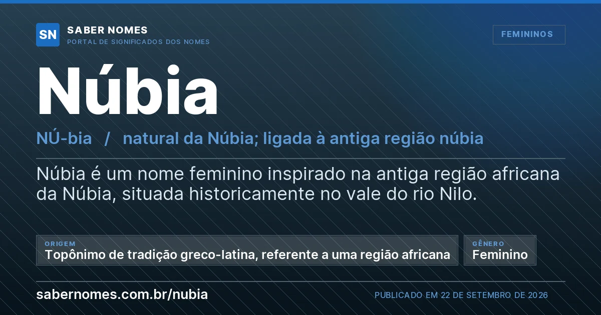 Imagem com o significado do nome Núbia