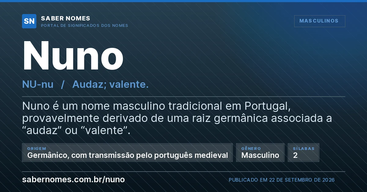 Imagem com o significado do nome Nuno