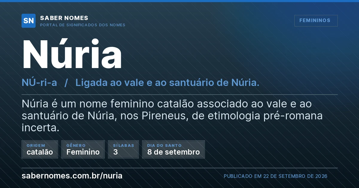 Imagem com o significado do nome Núria