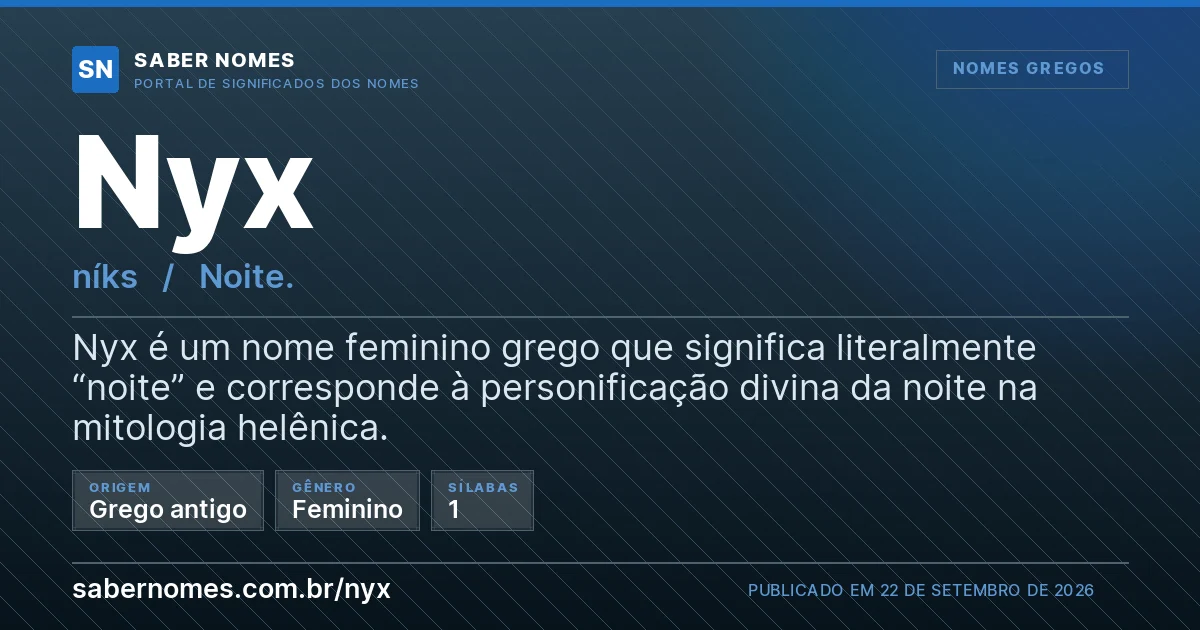Imagem com o significado do nome Nyx