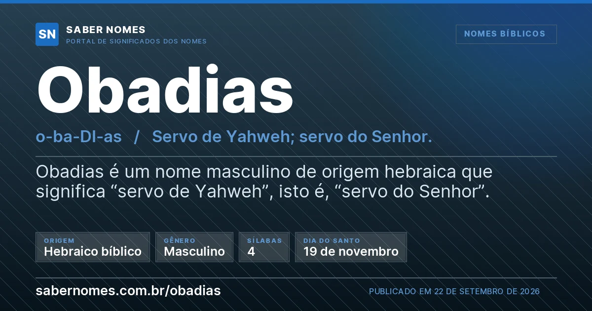 Imagem com o significado do nome Obadias