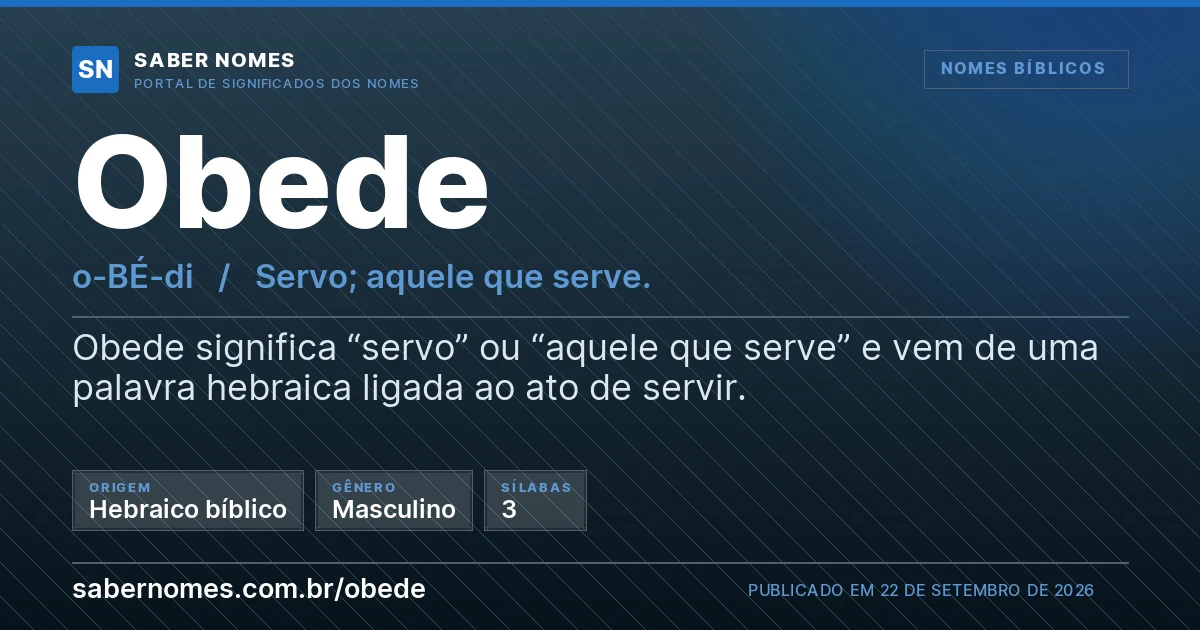 Imagem com o significado do nome Obede