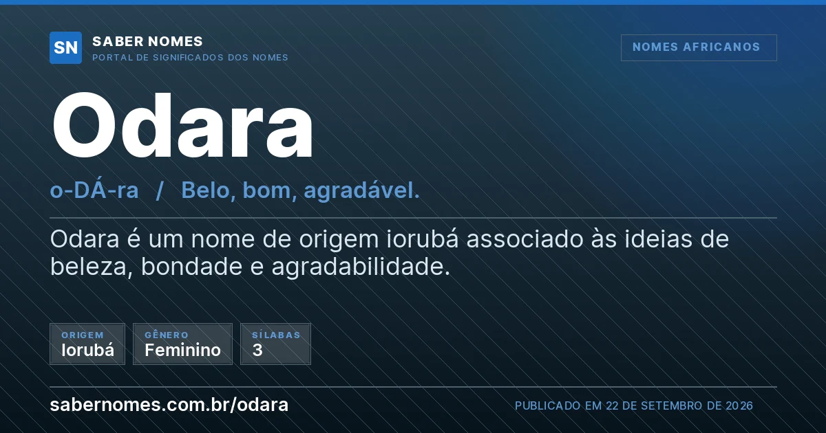 Imagem com o significado do nome Odara