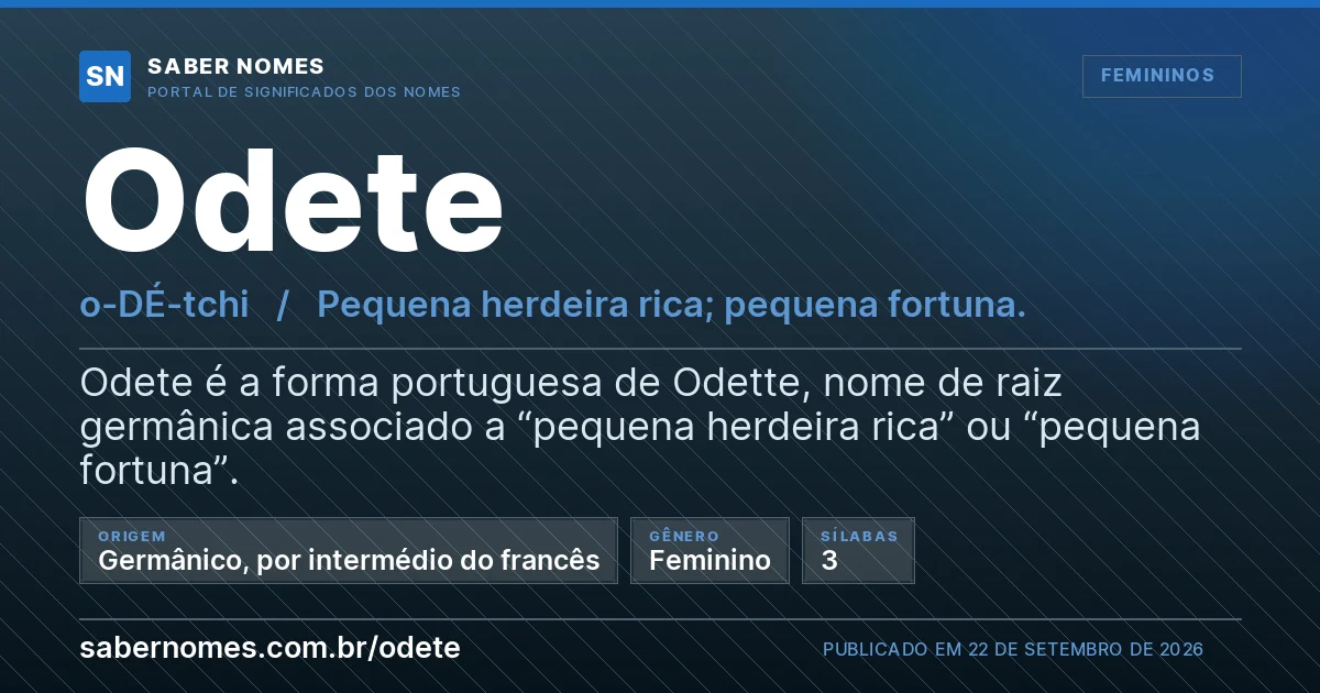 Imagem com o significado do nome Odete
