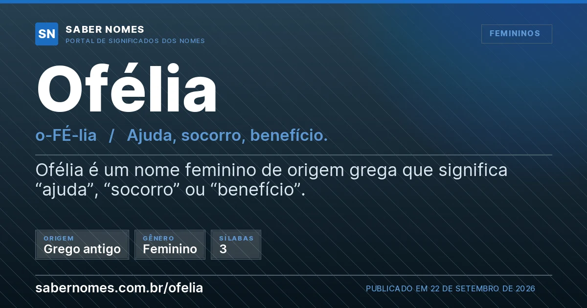 Imagem com o significado do nome Ofélia