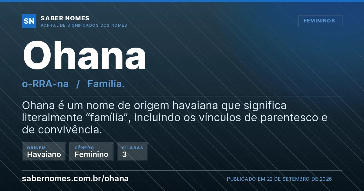 Imagem com o significado do nome Ohana