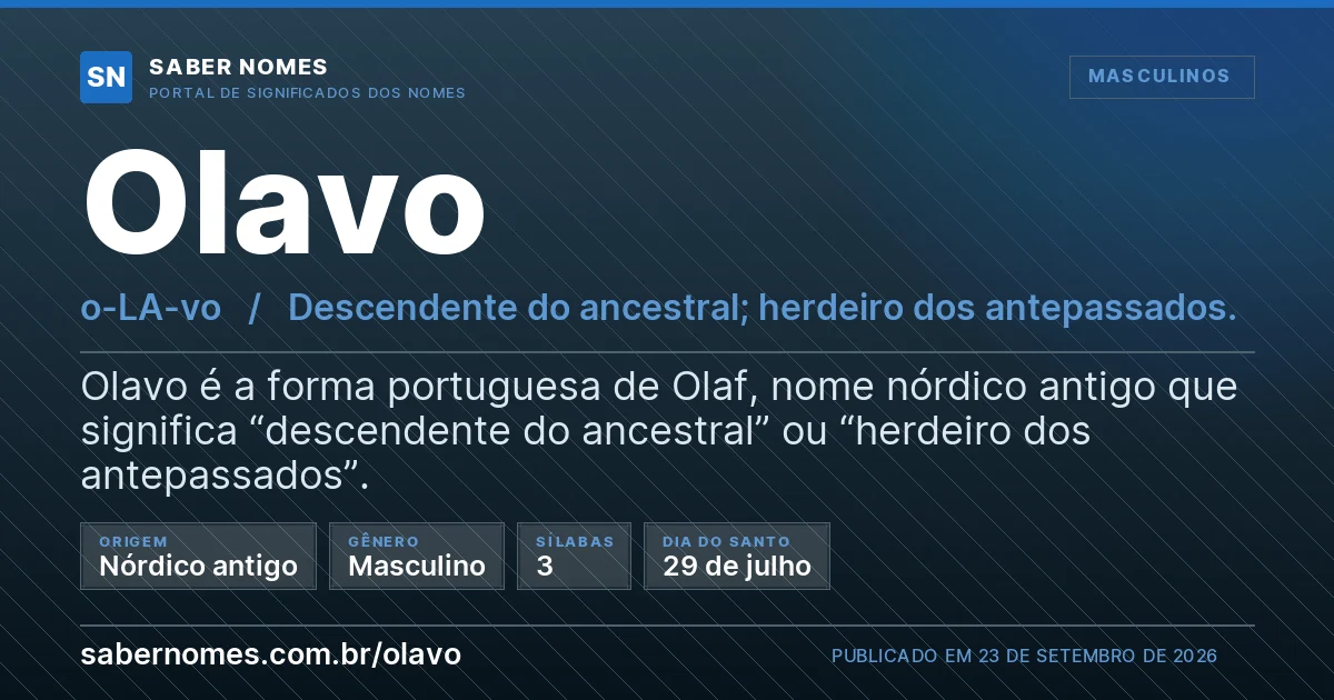 Imagem com o significado do nome Olavo