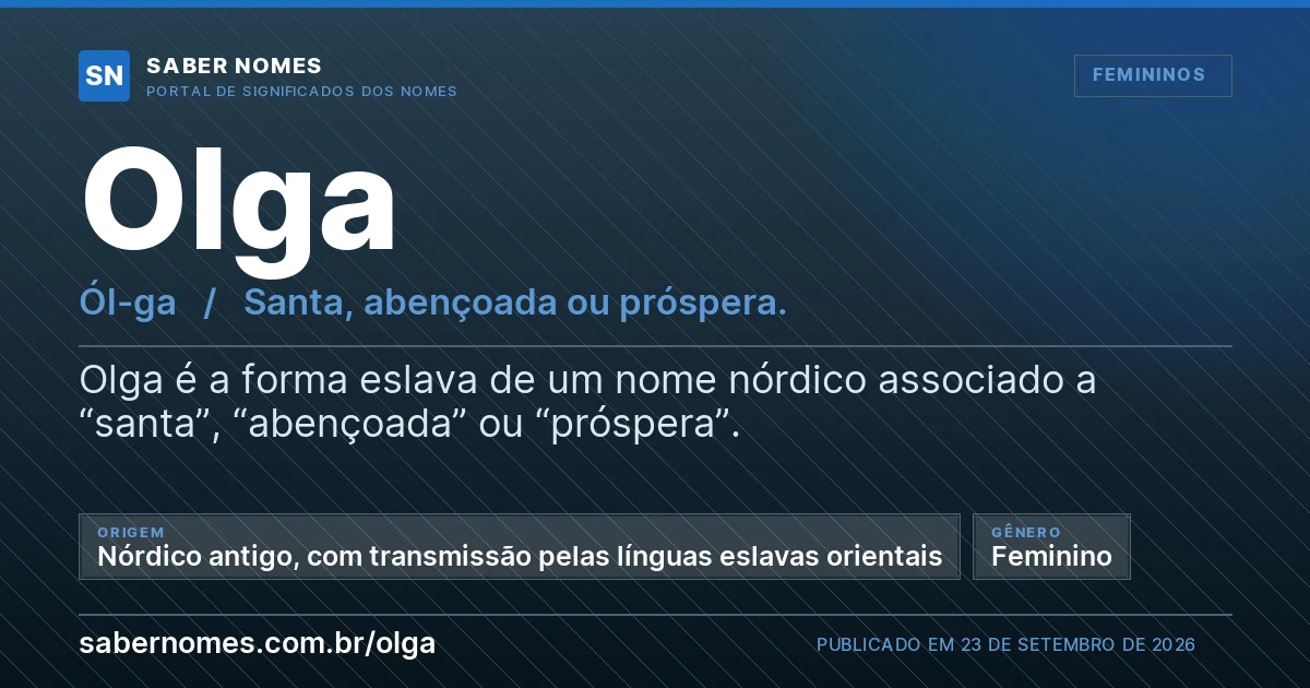 Imagem com o significado do nome Olga
