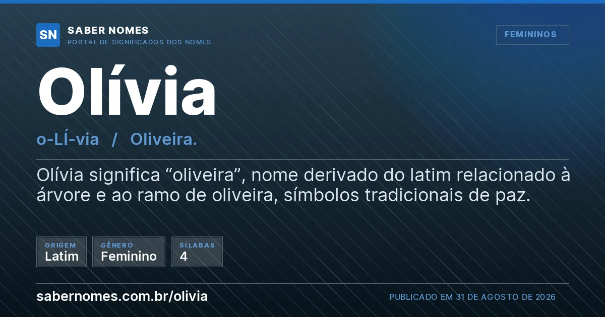 Imagem com o significado do nome Olívia
