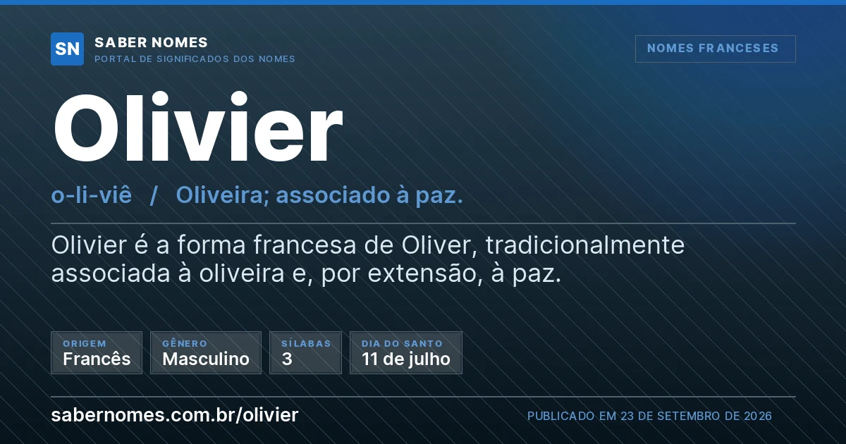 Imagem com o significado do nome Olivier