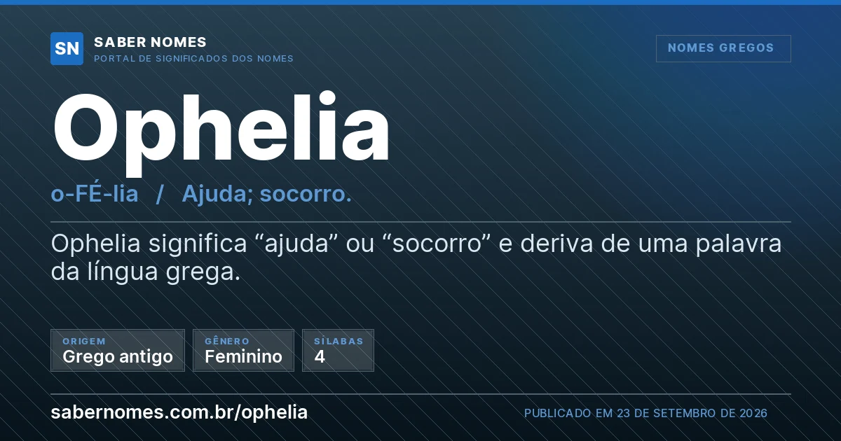Imagem com o significado do nome Ophelia