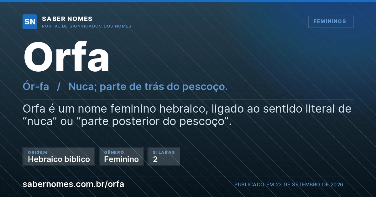 Imagem com o significado do nome Orfa