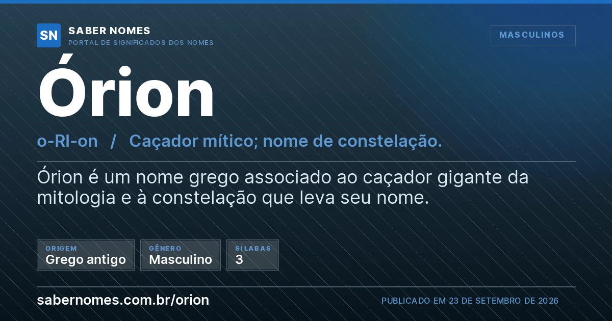 Imagem com o significado do nome Órion