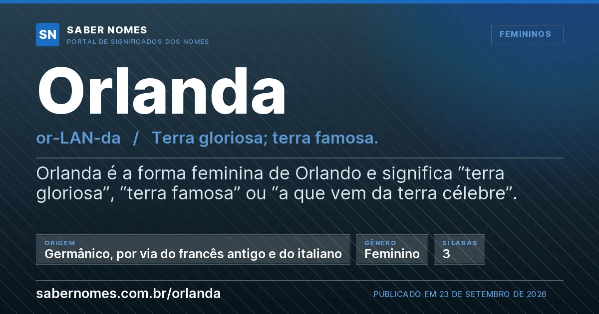 Imagem com o significado do nome Orlanda