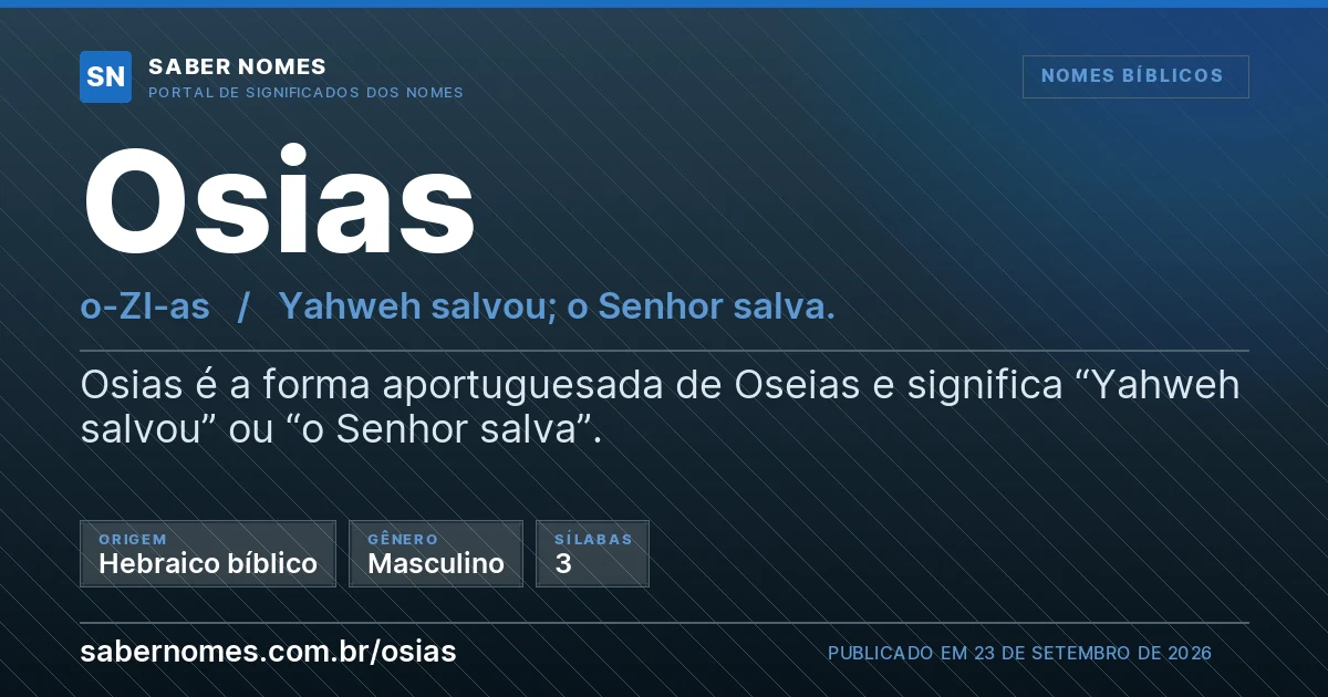 Imagem com o significado do nome Osias