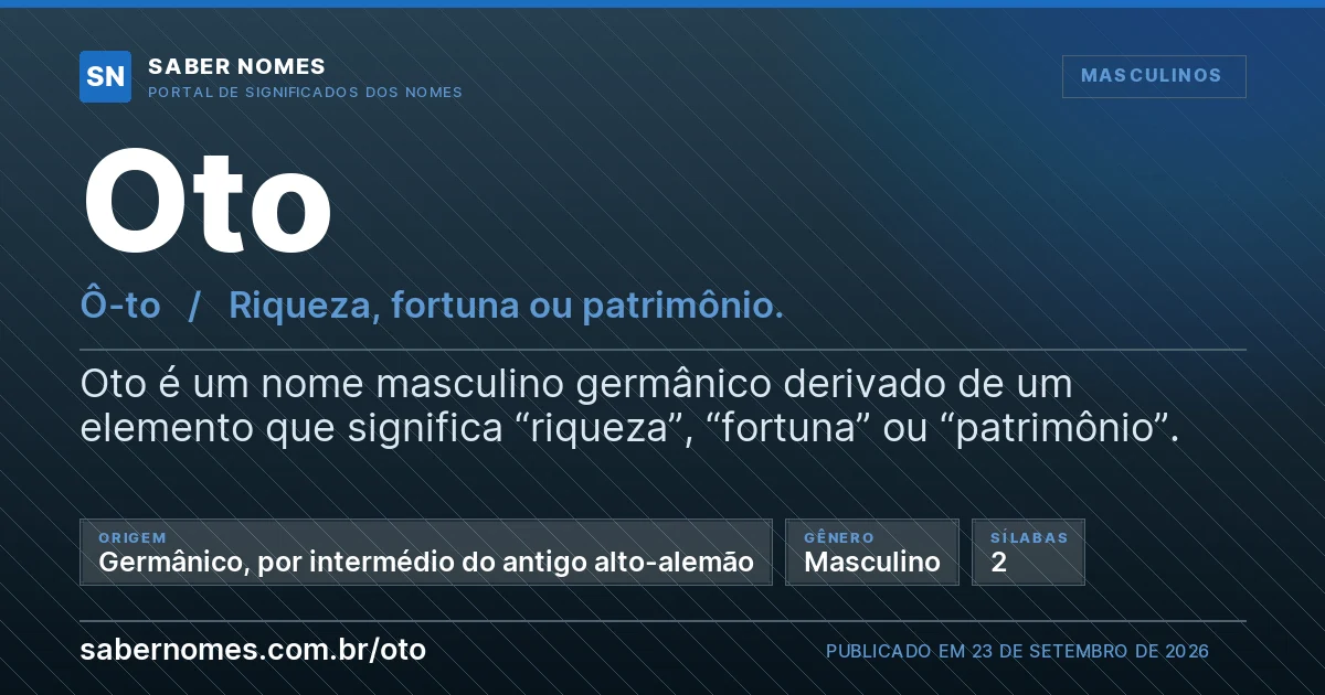 Imagem com o significado do nome Oto