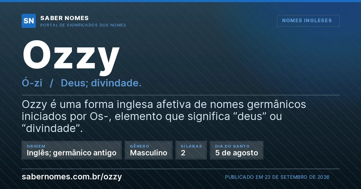 Imagem com o significado do nome Ozzy