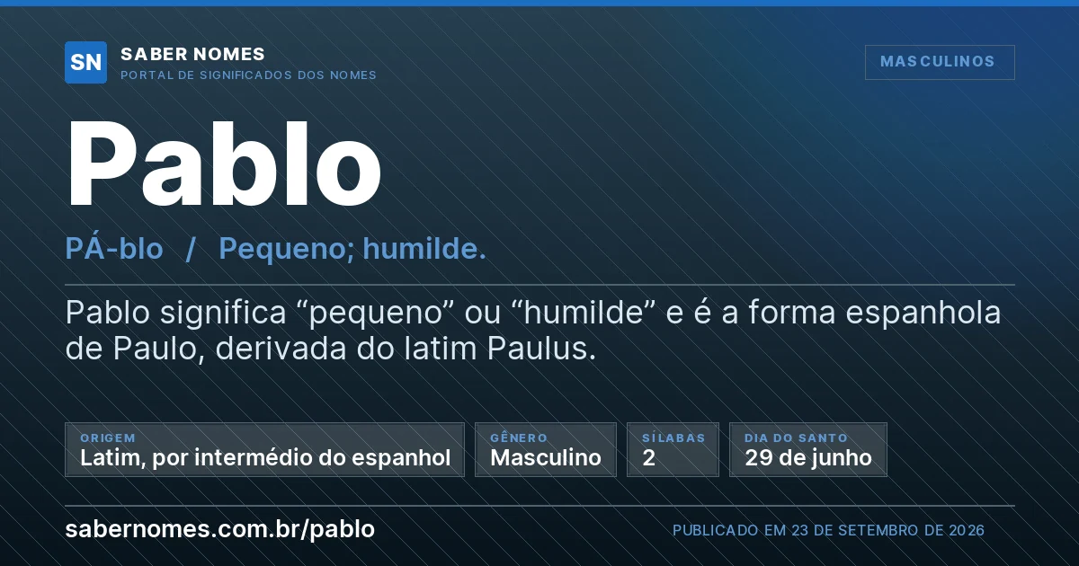 Imagem com o significado do nome Pablo