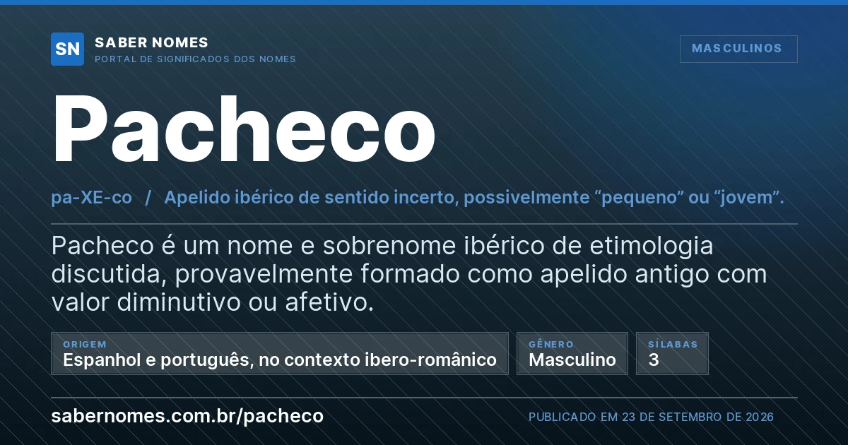 Imagem com o significado do nome Pacheco