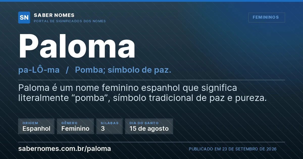 Imagem com o significado do nome Paloma