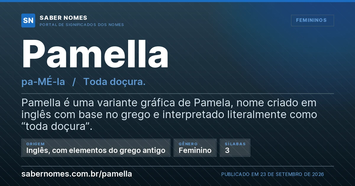 Imagem com o significado do nome Pamella