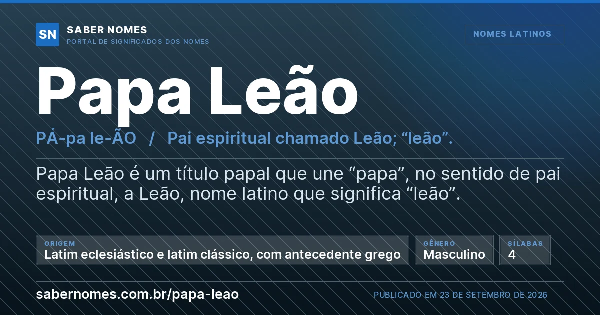 Imagem com o significado do nome Papa Leão