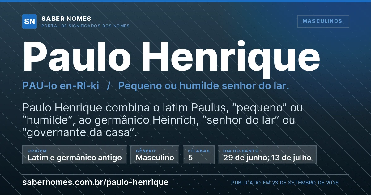 Imagem com o significado do nome Paulo Henrique