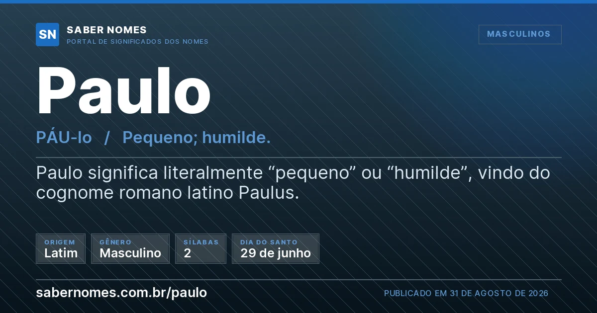Imagem com o significado do nome Paulo
