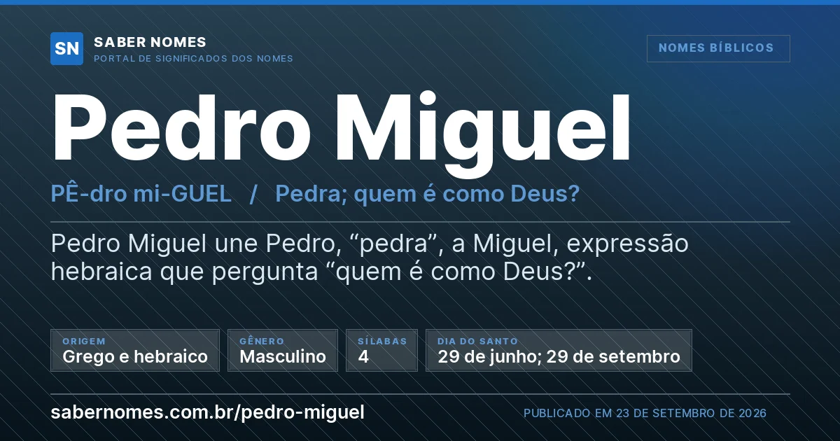 Imagem com o significado do nome Pedro Miguel
