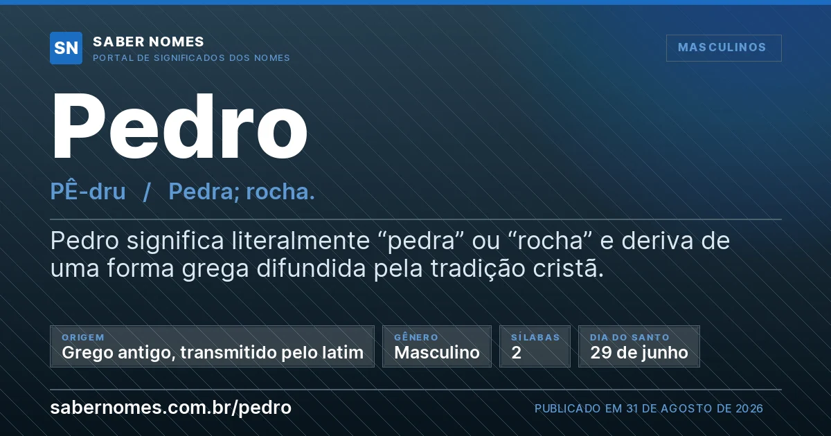 Imagem com o significado do nome Pedro