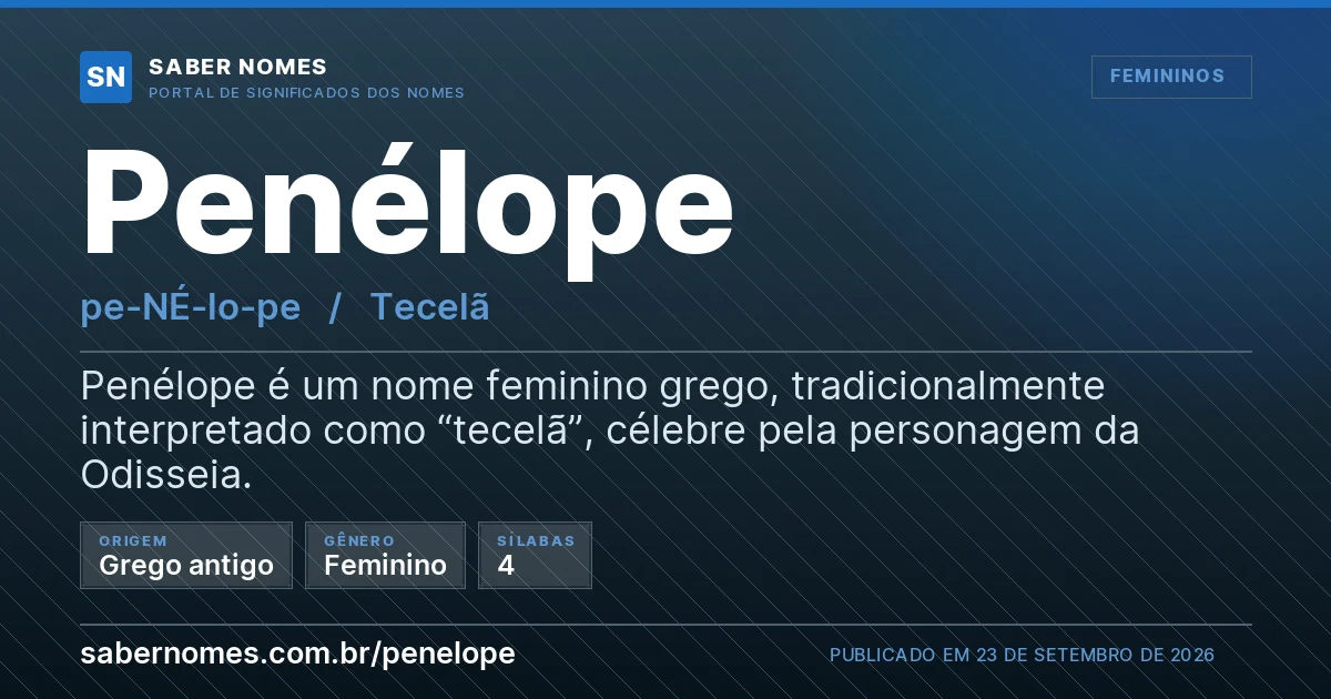 Imagem com o significado do nome Penélope
