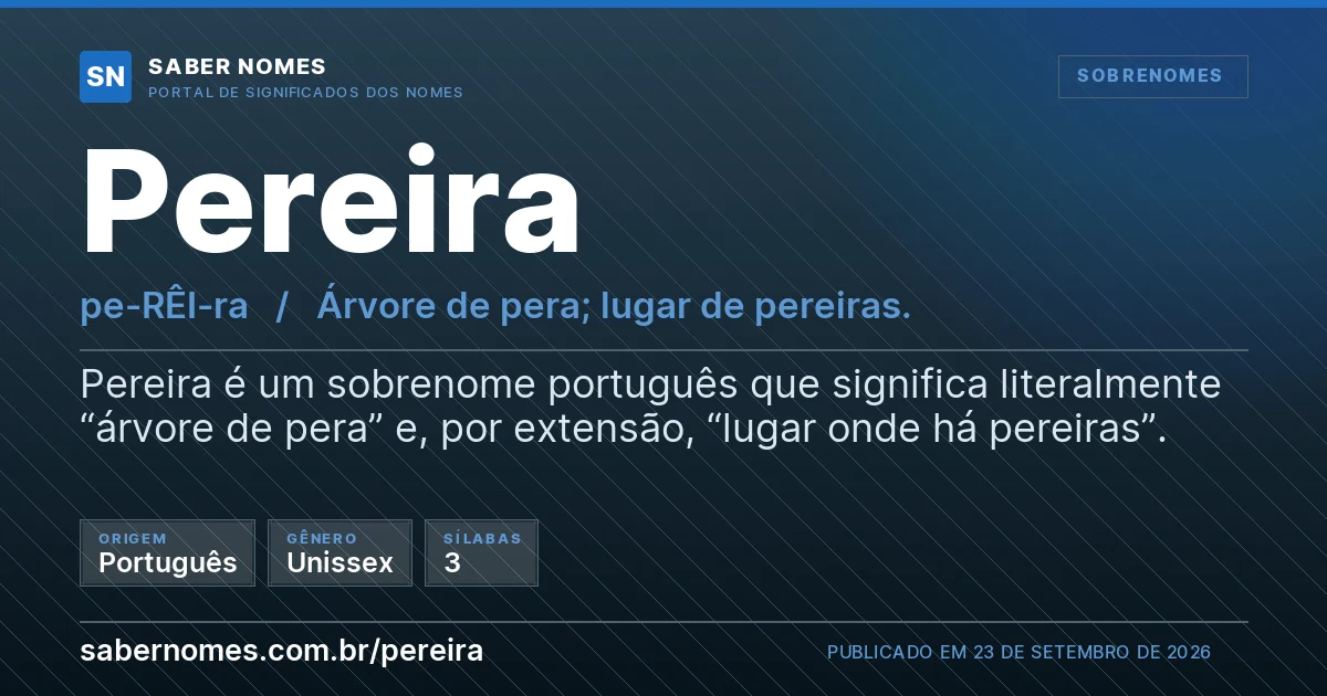 Imagem com o significado do nome Pereira