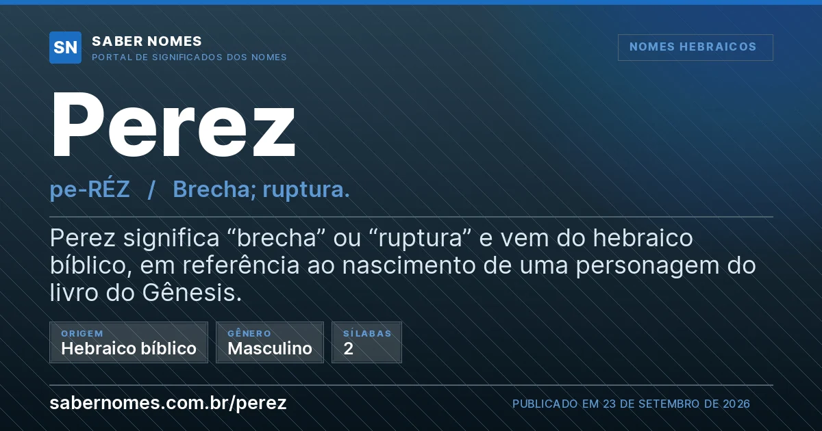 Imagem com o significado do nome Perez