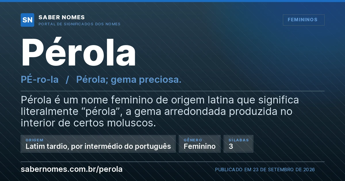 Imagem com o significado do nome Pérola