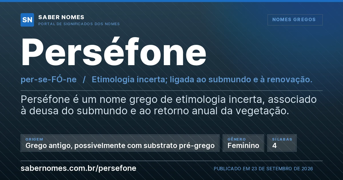 Imagem com o significado do nome Perséfone