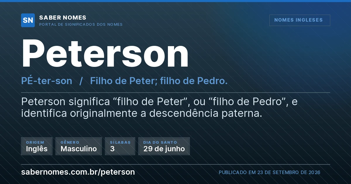 Imagem com o significado do nome Peterson