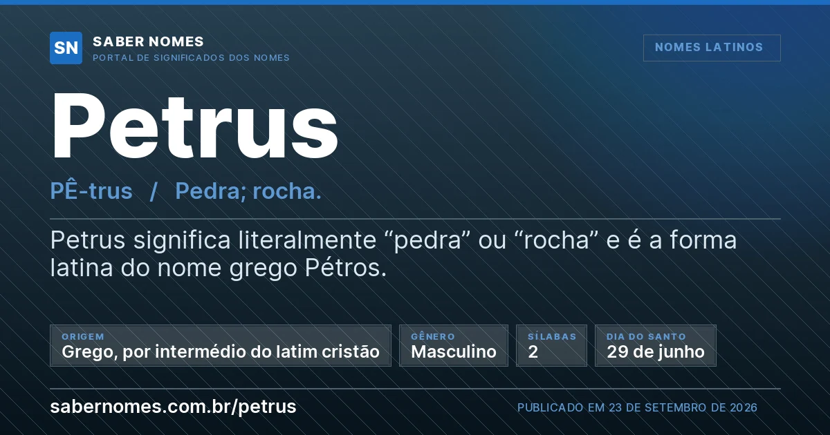 Imagem com o significado do nome Petrus