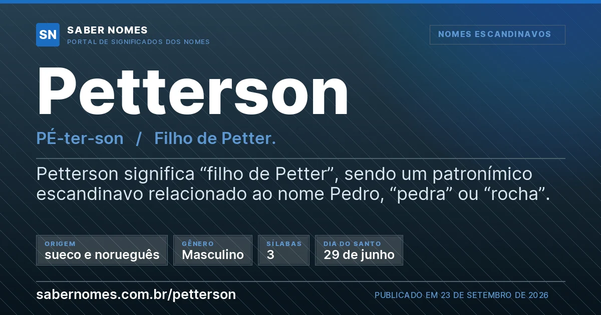 Imagem com o significado do nome Petterson
