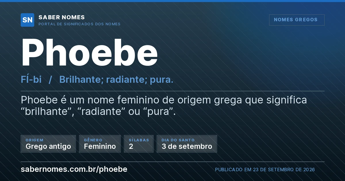 Imagem com o significado do nome Phoebe
