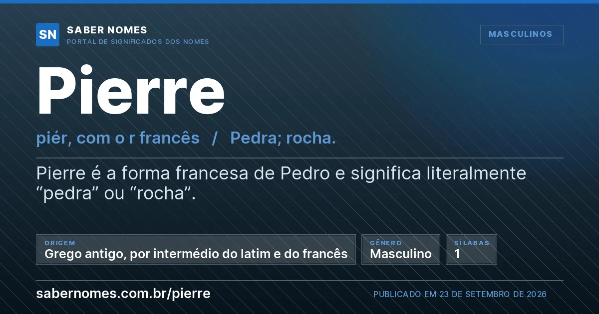Imagem com o significado do nome Pierre