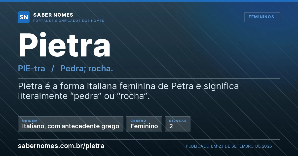 Imagem com o significado do nome Pietra