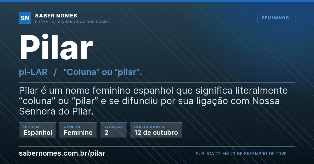 Imagem com o significado do nome Pilar