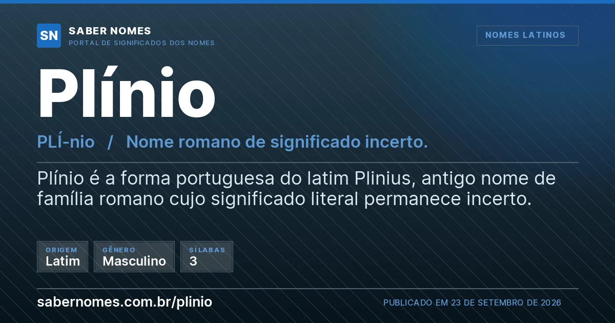 Imagem com o significado do nome Plínio