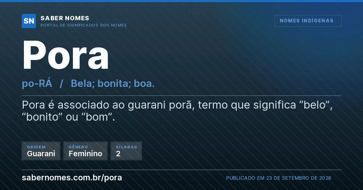 Imagem com o significado do nome Pora