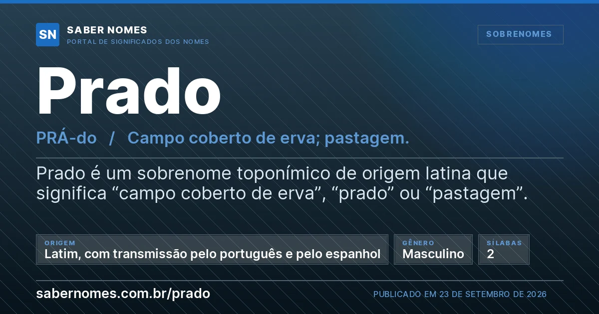 Imagem com o significado do nome Prado