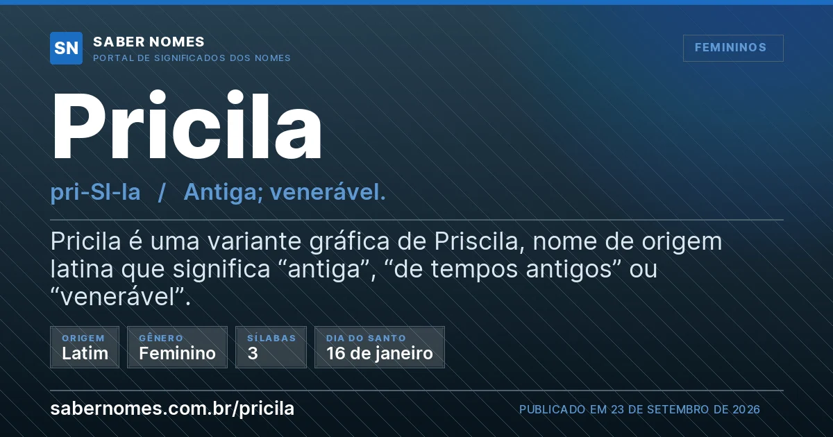 Imagem com o significado do nome Pricila