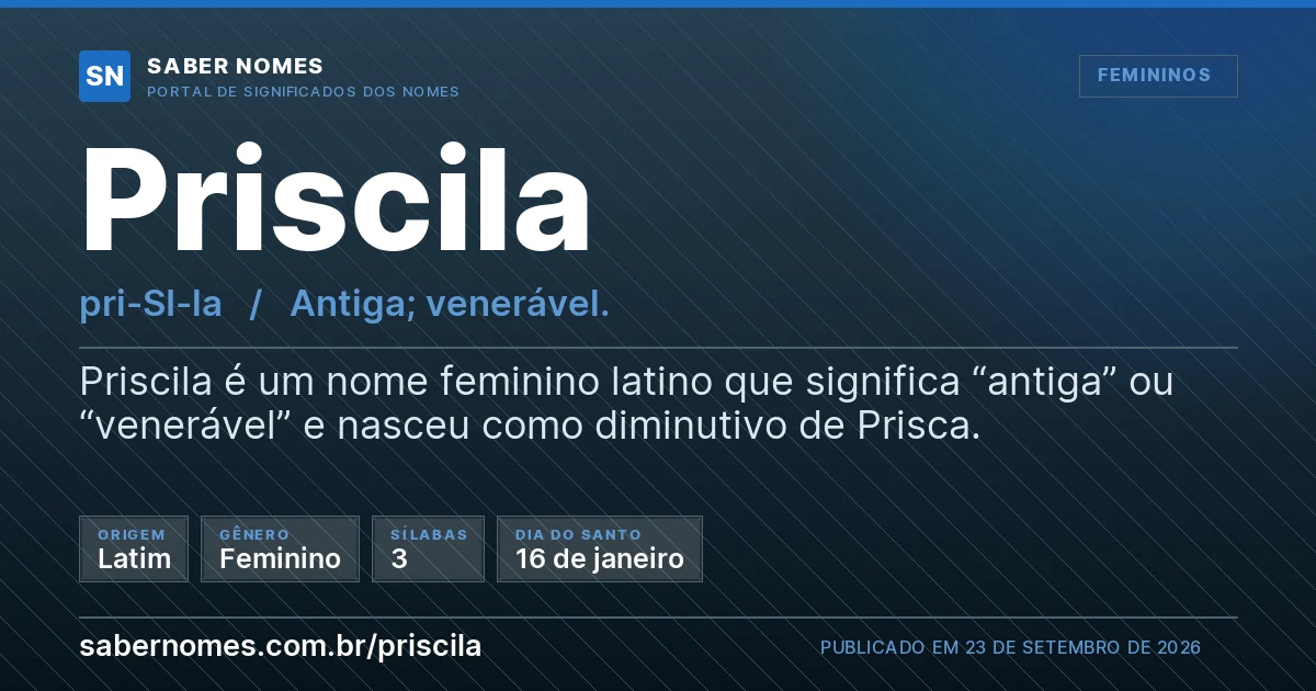 Imagem com o significado do nome Priscila